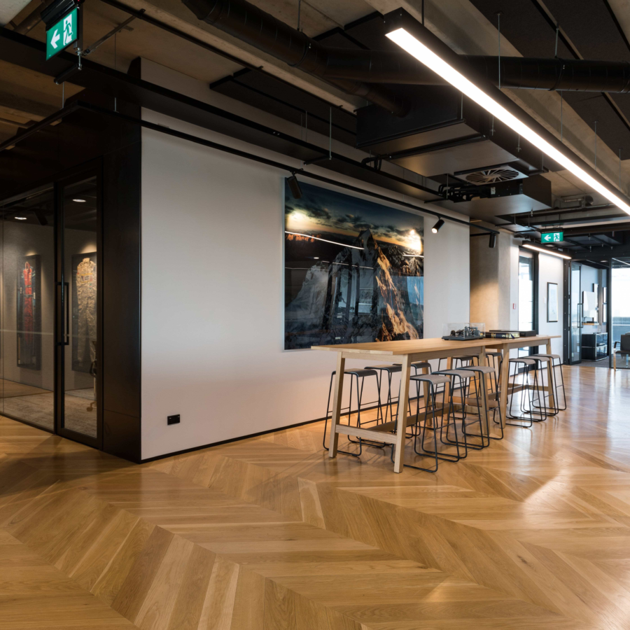 Giltrap Group | JSC American White Oak parquet Flooring office building passage